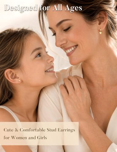 Turandoss Gold Earrings Stack for Women Teen Girls, 14K Gold Plated - color: Heart Earring（Gold）