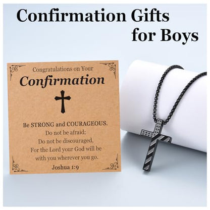 Teen Boys Cross Necklaces for Baptism, First Communion, Confirmation Gifts Catholic Christian Jewelry Easter Stocking Stuffers - style: Confirmation Gfts for Boys