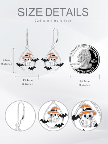 Dorunmo 925 Sterling Silver Dangle Drop Earrings for Women Holiday Earrings Hypoallergenic Halloween Christmas Jewelry Festival Gifts for Women - style: Halloween-Ghost-01