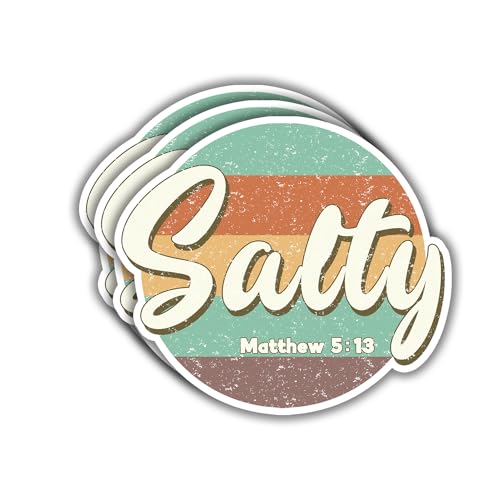 (3 pcs) Salty Matthew 5:13 Sticker Christian Bible Verse Jesus Vinyl Decal Motivation Inspirational Quotes Stickers for Books Laptops Phonecase Water Bottles Kindles Car Hard Hat -3x2.9