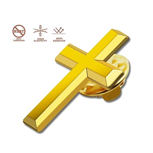 24/50/100 Pcs Mini Small Gold Cross Lapel Pins (1 in) For Men Women Religious - color: 24-Pack
