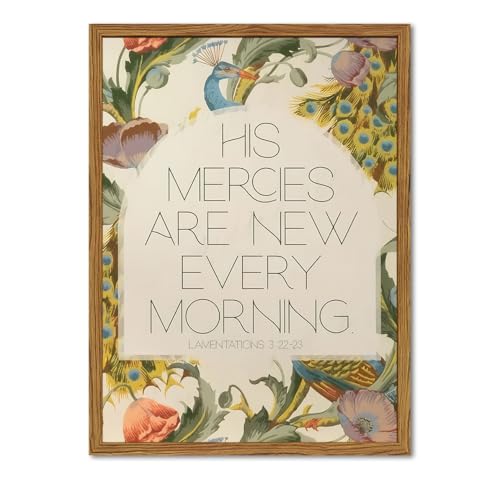 Christian Scripture Wall Art Jesus Bible Verse Wall Decor, His Mercies Are New Every Morning Religious Poster Canvas Prints Paintings for Prayer Room Living Bedroom 12x16 inch Wood Framed - color: Jesus-A, size: 16"L x 12"W