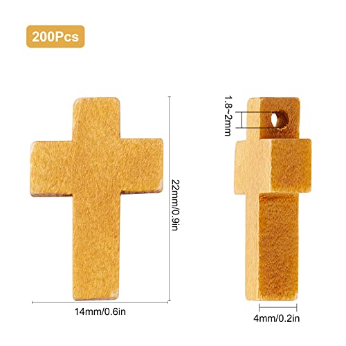 SUNNYCLUE 200Pcs Wood Cross Charm Pendants Natural Wooden Small Cross Charms Pendants with Hole for Party Favors Easter Holiday Necklace Jewelry Making DIY Craft Handmade Accessories 0.87 Inch, Camel - color: 200Pcs Camel 22x15mm