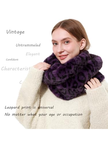 LA CARRIE Womens Leopard Print Infinity Scarf Loop Circle Neck Warmer - color: Leopard Purple