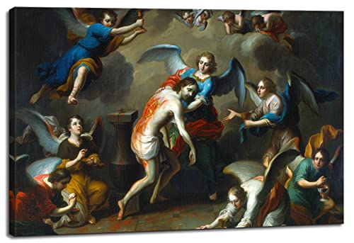 Canvas Print Wall Art - Christ Consoled by The Angels by Juan Patricio Morlete Ruiz - 18x12 inches - color: Christ Consoled By the Angels, size: 18"L x 12"W