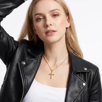 14K Gold Plated Cross Pendant Necklace Christian Jewelry Religious Gift - color: A09-Cross Gold