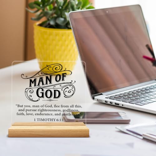 Christian Gifts for Men, Man of God Scriptures Acrylic Desk Sign - color: M60A07