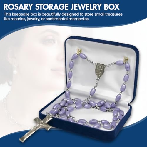 Novel Box Blue Communion Keepsake Rosary Box 3.25x2.5x1 Inches - color: Blue