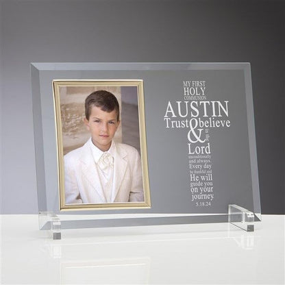 Personalization Universe First Communion Personalized Glass Frame - size: Horizontal