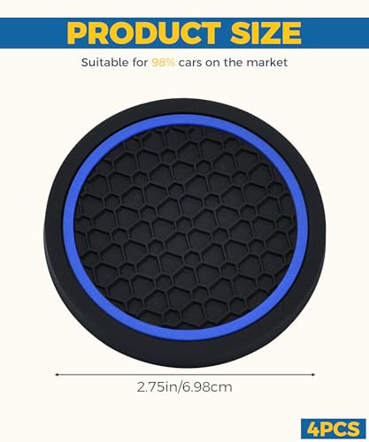 4PCS Car Coasters, Car Accessories Interior, 2.75 Inch Non-Slip Cup Holder Coasters for Most Vehicles (Black&Blue) - color: Black&blue