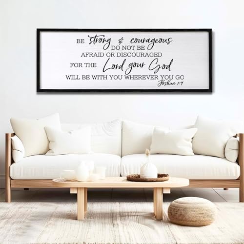 Foutcheou Be Strong And Courageous Sign Bible Verse Wall Art 40"×15" Black - color: Be Strong And Courageous Black, size: 40"L x 15"W