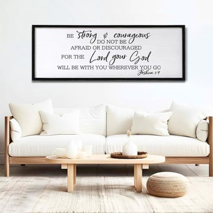 Foutcheou Be Strong And Courageous Sign Bible Verse Wall Art 40"×15" Black - color: Be Strong And Courageous Black, size: 40"L x 15"W
