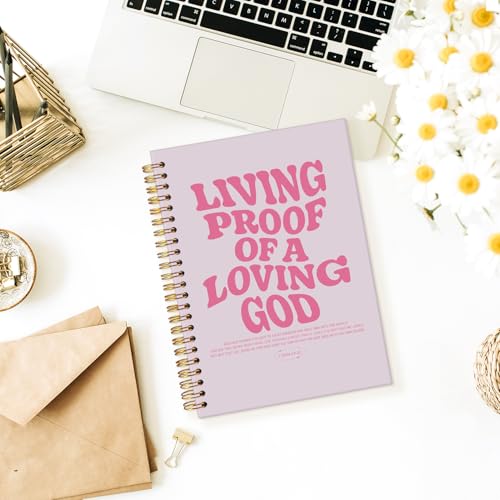 Christian Journal, Pink Bible Study Notebook, Bible Notebooks for Note Taking, Church Hardcover Spiral Notebook for Women 5.5x8.3 - Pink - color: Living Proof of a Loving God - Pink