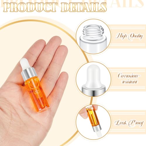 Didaey 100 Pcs Mini Glass Oil Dropper Bottle, 5 ml, Classic Silver - color: Classic Silver, size: 5 ml