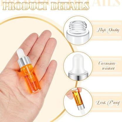 Didaey 100 Pcs Mini Glass Oil Dropper Bottle, 5 ml, Classic Silver - color: Classic Silver, size: 5 ml
