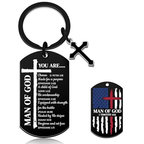 Christian Gifts for Men Bible Verse Keychain for Men Cross Keychain