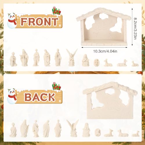 Zubebe 12 Pcs DIY Christmas Ready to Paint Nativity Set, Manger Scene - style: Manger Scene