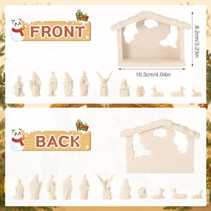 Zubebe 12 Pcs DIY Christmas Ready to Paint Nativity Set, Manger Scene - style: Manger Scene