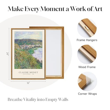 3 Piece Large Framed Monet Landscape Wall Art for Living Room, 16x24 Inch - color: green gray 2, size: 16"W x 24"Hx3Pcs
