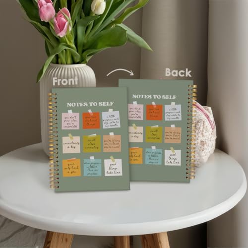 Wheatwin Note to Self Mental Health Journal, Inspirational Spiral Notebook, Motivational Positivity Journal, Inspirational Journal for Women, Positive Affirmations Quote Hardcover Notebooks 5.5x8.3 - Sage Green - color: Notes to self - green