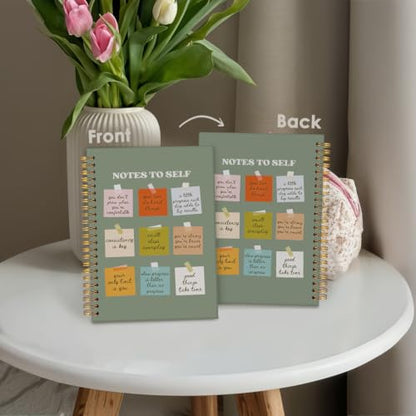 Wheatwin Note to Self Mental Health Journal, Inspirational Spiral Notebook, Motivational Positivity Journal, Inspirational Journal for Women, Positive Affirmations Quote Hardcover Notebooks 5.5x8.3 - Sage Green - color: Notes to self - green
