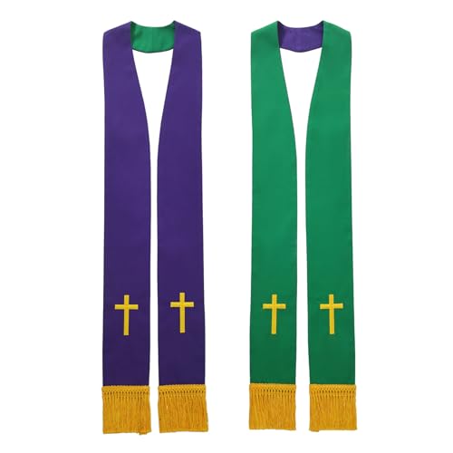 BLESSUME Church Clergy Pastor Reversible Stole - color: Green and Purple 2