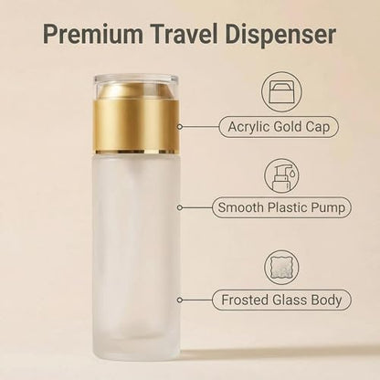 3Pack 80ml/2.7oz Empty Frosted Glass Refillable Pump Bottles, Portable Travel Cosmetic Dispenser Containers for Lotion, Cream, Gel, Foundation, Emulsion and Essential Oils - size: 80ml