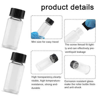 10 Pack 10ml Clear Small Glass Bottles with Plastic Screw Caps - color: clear, size: 10ml