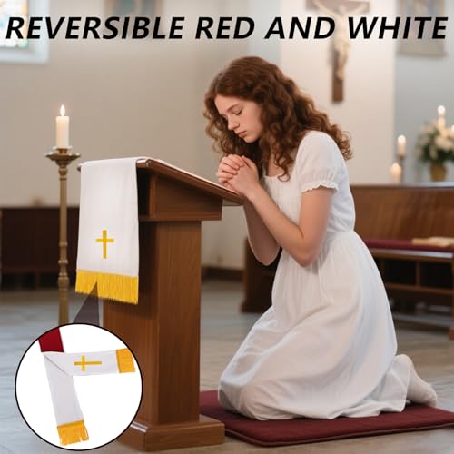 3-Piece Church Parament Set - color: Red and White