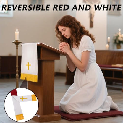 3-Piece Church Parament Set - color: Red and White