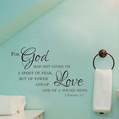 2 Timothy Scripture Decal for Bedroom - A Spirit of Power Wall Bible Decal Removable Scripture Verse 2 Timothy 1:7, q19 - color: Black, size: 14x22
