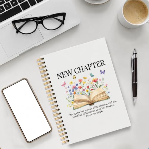 New Chapter Lined Spiral Notebook, Christian Journal for Women - color: White1