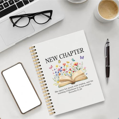 New Chapter Lined Spiral Notebook, Christian Journal for Women - color: White1
