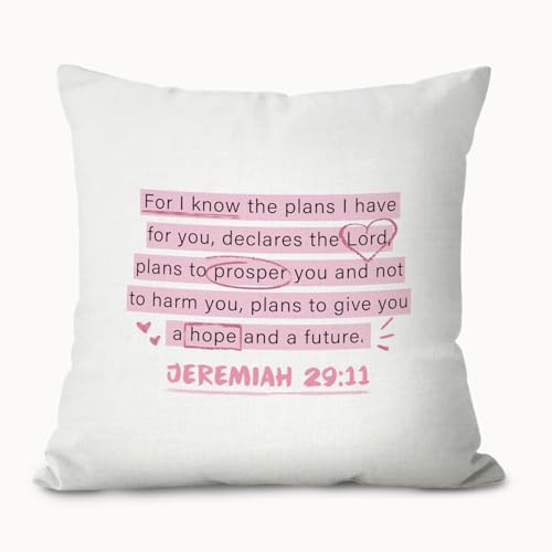 Pink Christian Motivational Pillow Covers 18x18, Inspirational Gifts for Women, Bible Verse Inspirational Decorative Throw Pillow Covers Pillowcases for Girly Room Bedroom Dorm Decor - color: Pink Bible(white04)