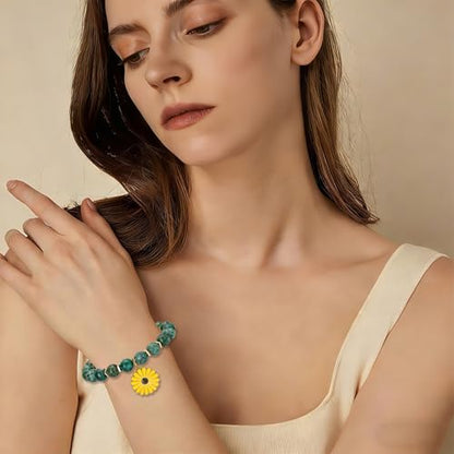 Aelciyue Teacher Appreciation Gifts for Women Thank You Birthday Xmas Valentines Day Gifts for Teachers Bracelets for Women - style: Sunflower 02