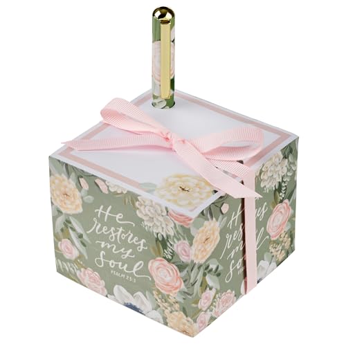 Christian Art Gifts Note Cube & Pen: Psalm 23 Bible Verse, Restores My Soul - color: He Restores My Soul