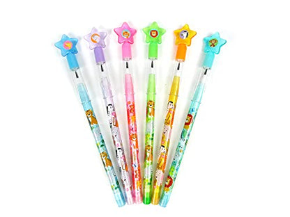 TINYMILLS 24 Pcs Safari Jungle Animals Stackable Push Pencil Assortment with Eraser for Party Favors Goodie Bag Stuffers VBS Classroom Rewards Pinata Fillers Carnival Prize Barnyard Party