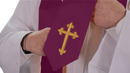 CLERKMANS Choir Stole with Crosses - color: Maroon