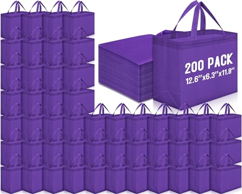 Windyun Reusable Grocery Bags Non Woven with Handles - color: Dark Purple