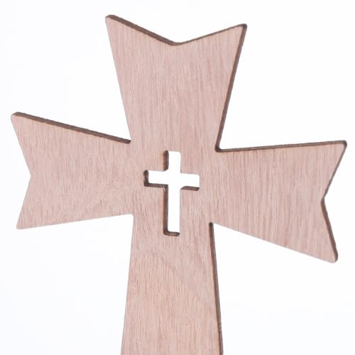 Angoily 20Pcs Wooden Cross Ornaments for Holiday Decoration Khaki Synthetic Material Home Decor Centerpieces 4.33 x 2.95 x 0.11 Inch Easter Decoration Christian Decor