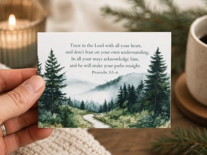 48 Encouraging Scripture Verse Cards with Walnut Wood Stand – 2 Unique Sets: Watercolor Nature & Elegant Black and White – Christian Desktop Bible Verse Affirmations for Daily Inspiration & Gifting