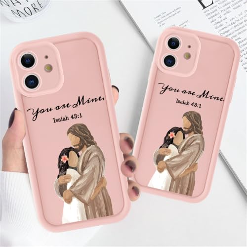 for iPhone 13 6.1'' Cute Bible Verse Hug Phone Case - color: Pink-You Are Mine, size: iPhone 13