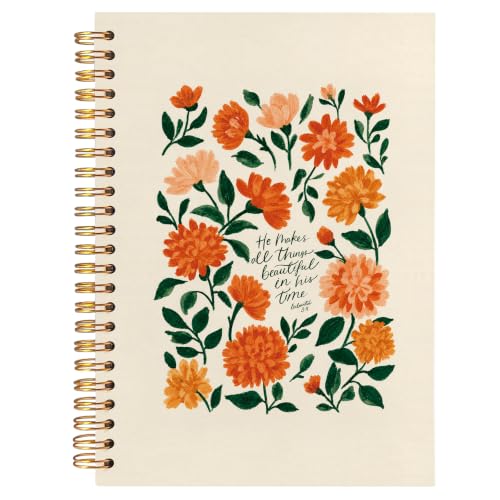 Christian Orange Floral Notebook for Women 5.5x8.3 - color: Orange Floral