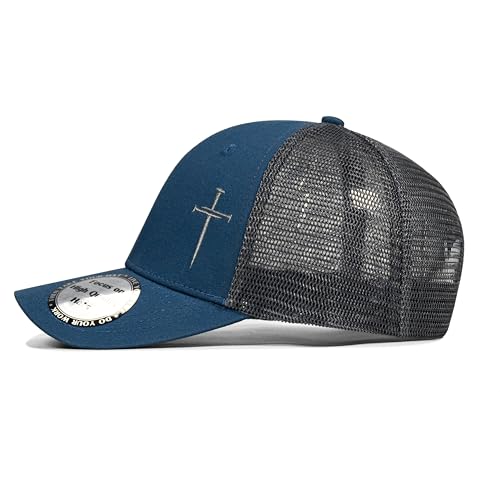 Christian Hats for Men Women,Jesus 3 Nail Cross Hat Christian Religious Gifts for Birthday/Christmas - color: 07.blue-silver