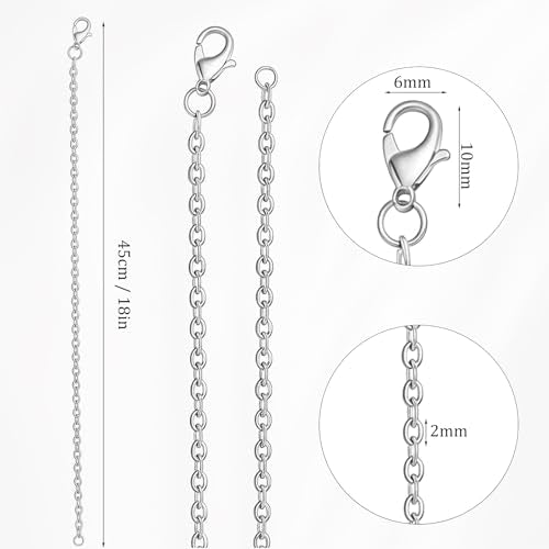 Outus 12 Pack Silver Link Chain Necklaces W/Lobster Clasp, 18 Inch - size: 18 Inch