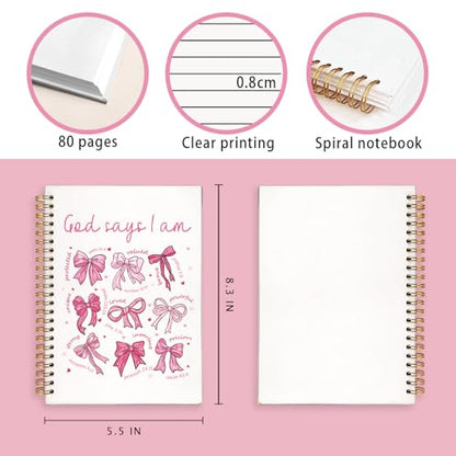 Coquette Pink Bow God Says I am Christian Noteboo Journal for Women - color: God Says I'am -pink