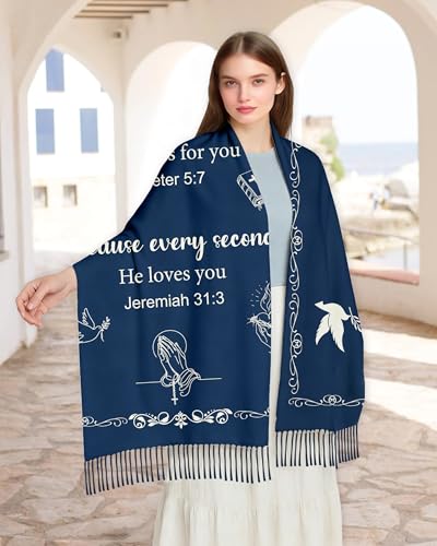 Bozidol Prayer Shawls and Wraps for Women - color: Navy Blue