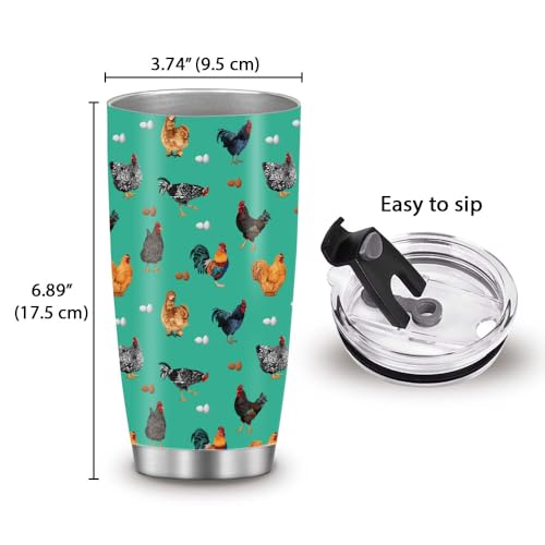 WIRESTER 20 OZ Stainless Steel Tumbler With Lid, Double Wall Vacuum Insulated Tumbler, Coffee Travel Mug Cup for Hot Cold Drinks - Chicken Pattern - color: Chicken Pattern