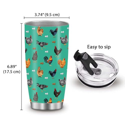 WIRESTER 20 OZ Stainless Steel Tumbler With Lid, Double Wall Vacuum Insulated Tumbler, Coffee Travel Mug Cup for Hot Cold Drinks - Chicken Pattern - color: Chicken Pattern