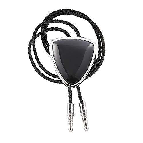 bolo tie for man,handmade western cowboy alloy natural mix Leather Bolo Tie - color: Black Triangle Bolo Tie